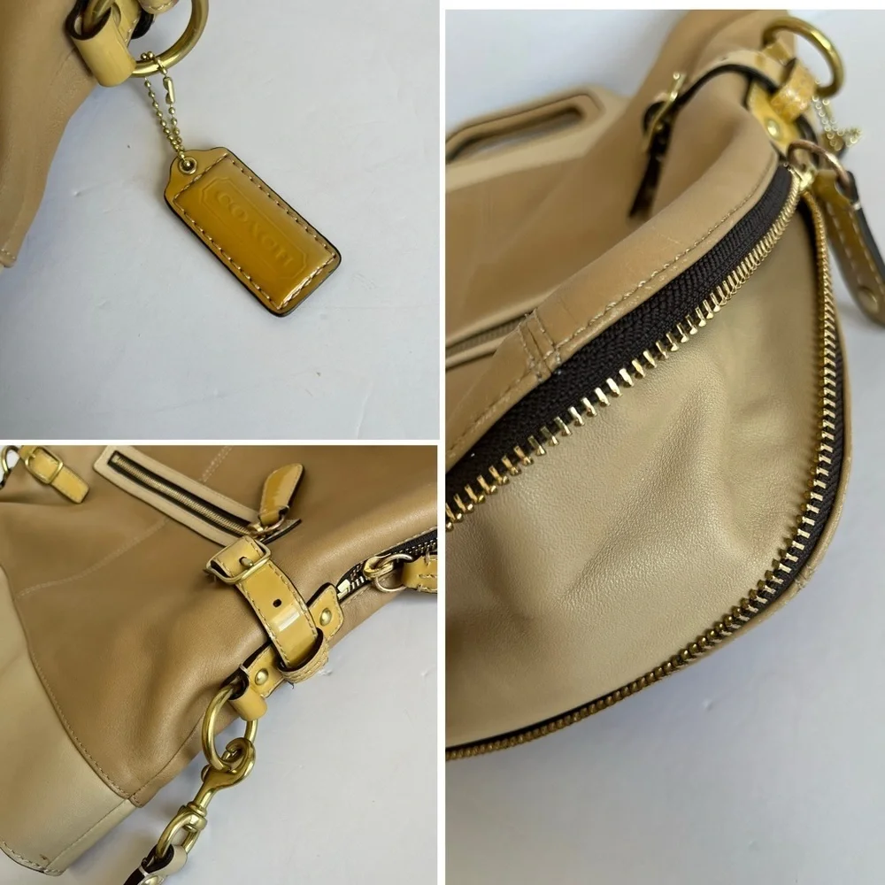 Coach Tan Leather Bonnie Foldover Convertible Bag